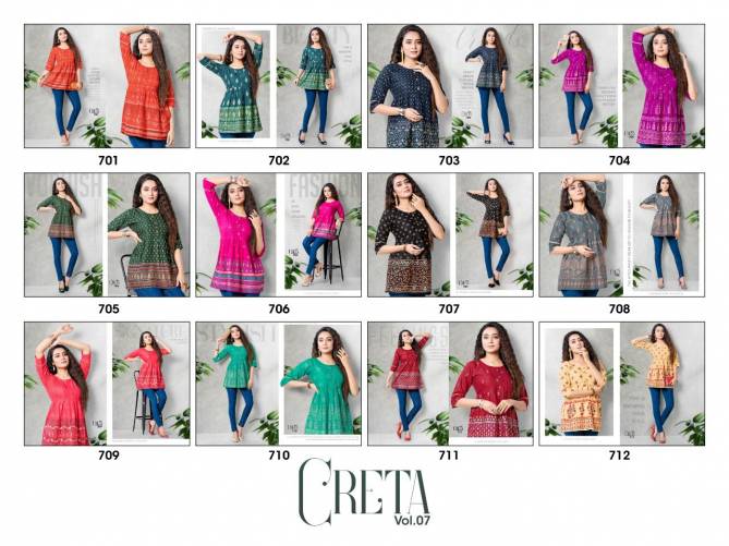Golden Creta 7 Designer Ethnic Wear Rayon Ladies Top Collection